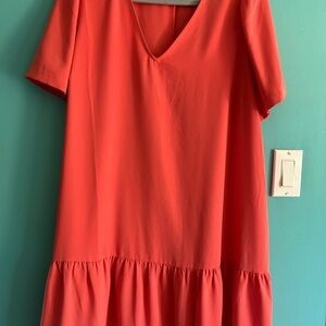 Vibrant Coral Short Sleeve Dress